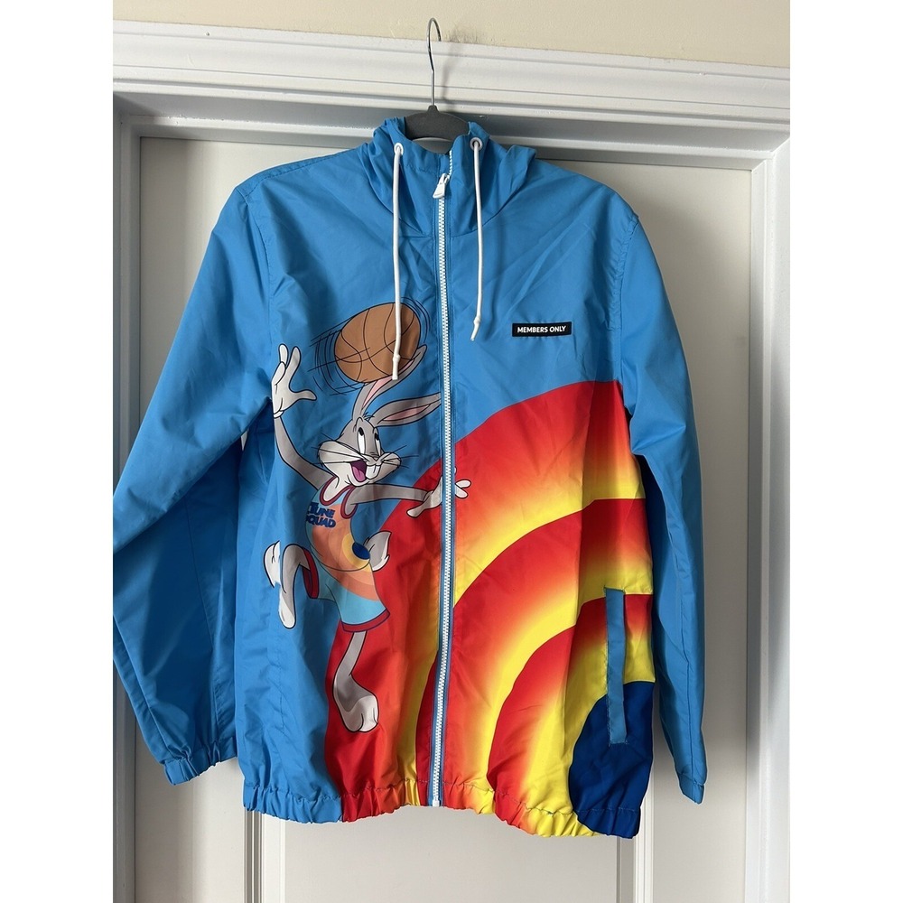 NEW SPACE JAM Looney Tunes Members Only Windbreaker Hoodie Jacket Size Small‎